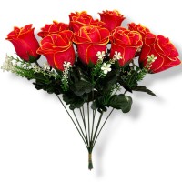 Бутон розы с гипсофилой одиночный, 36см